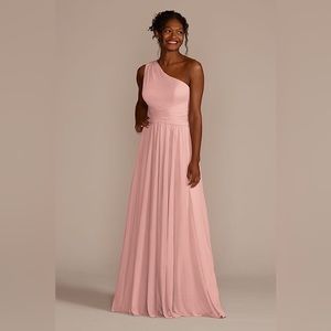 David’s Bridal One-Shoulder Bridesmaid Dress in Ballet